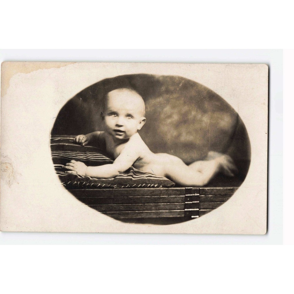 Vintage RPPC Real Photo Postcard Baby Infant Studio Portrait AZO 1907-1915 VG
